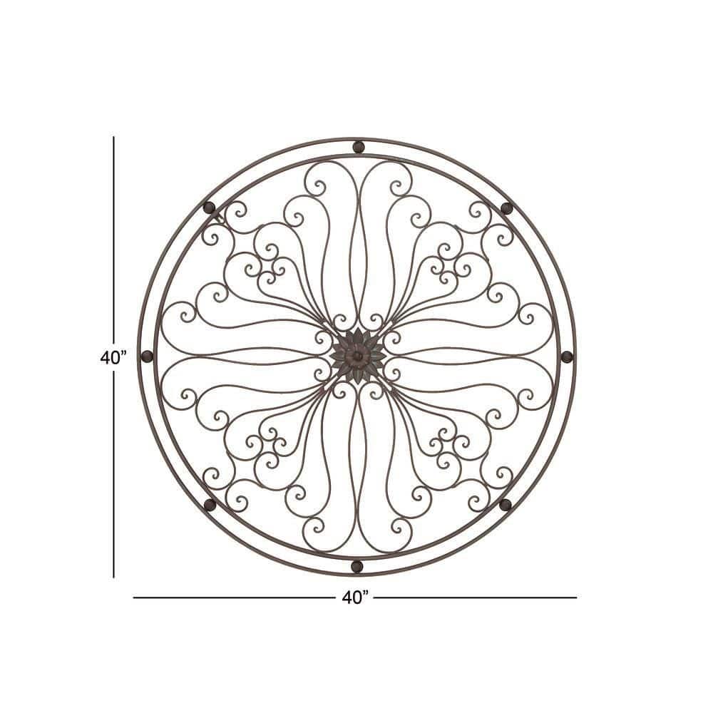 Bronze Radial Scroll Round Metal Wall Sculpture, 40"