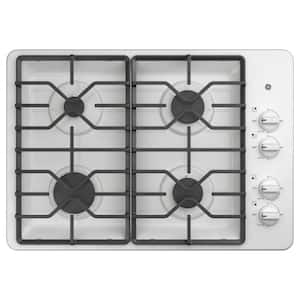30 in. Gas Cooktop in White with 4-Burners including Power Burners