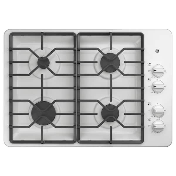 GE 30 in. Gas Cooktop in White with 4-Burners including Power Burners
