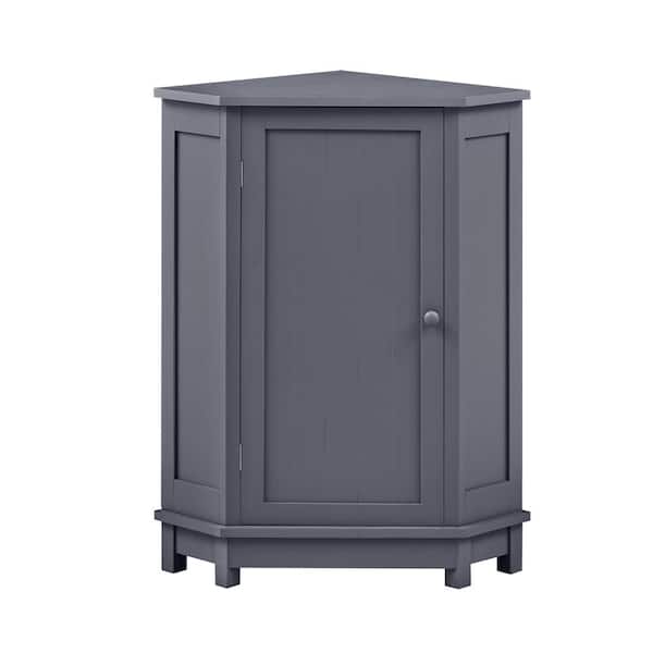 Polibi Modern Grey Bathroom Linen Cabinet, Corner Storage Cabinet with MDF Board Shelf