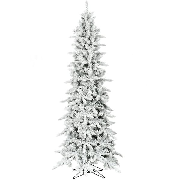 Christmas Time 6.5 ft. Flocked Slim White Pine Artificial Christmas Tree