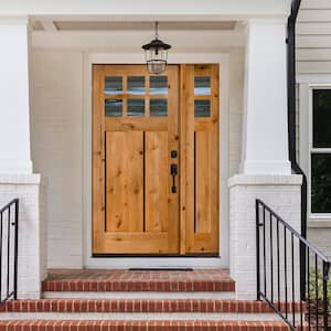 50 in. x 80 in. Craftsman Alder 2 Panel 6-Lite Clear Low-E Unfinished Wood Left-Hand Prehung Front Door/Right Sidelite