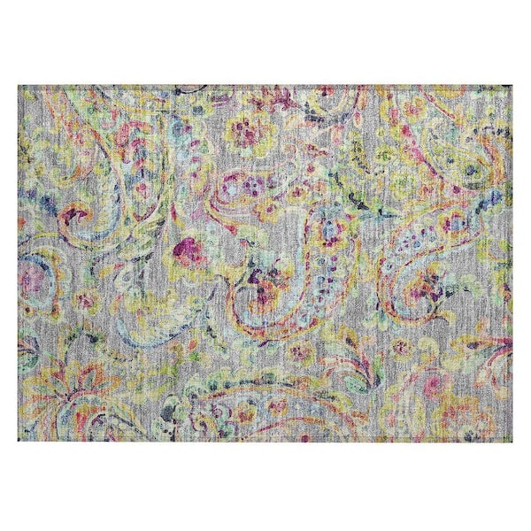 Chantille Machine Washable Indoor/Outdoor Abstract ACN834 Gray 1 ft. 8 in. x 2 ft. 6 in. Area Rug
