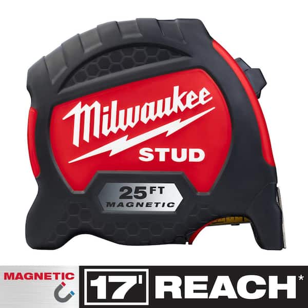 Milwaukee 25 ft. x 1-5/16 in. Gen II STUD Magnetic Tape Measure with 17 ft. Reach