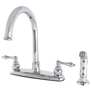 Kingston Brass Two Handle 4" Centerset High-Arch Bar Faucet - Polished