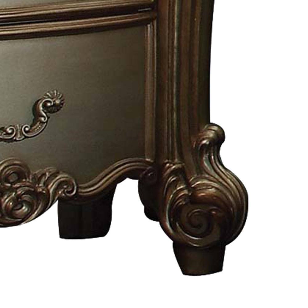 Vendome Antique Gold Patina and Bone Two-Drawer Nightstand