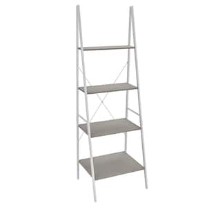 Mixed Material Storage Furniture 70.87 in. H x 20 in. D Smoky Taupe 4-Shelf Ladder Bookcase