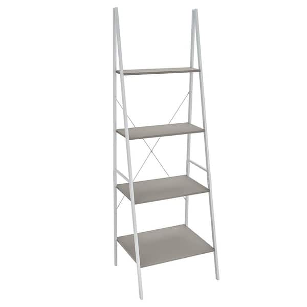 ClosetMaid Mixed Material Storage Furniture 70.87 in. H x 20 in. D Smoky Taupe 4-Shelf Ladder Bookcase