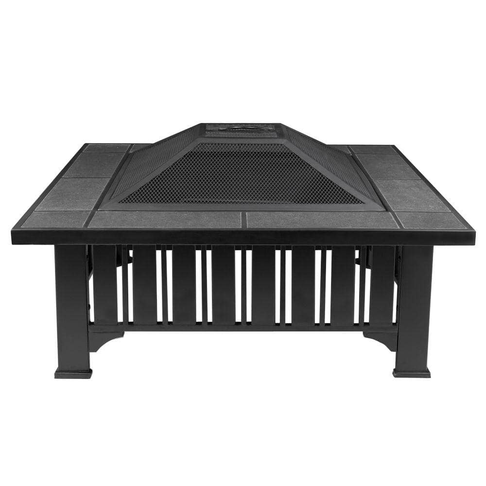 Gray Wood-Burning Free-Standing Square Fire Pit