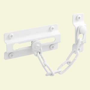 Chain Door Guard, Stamped Steel w/Steel Chain, White Painted Finish