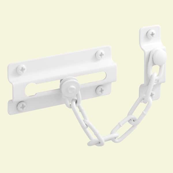 Prime-Line Chain Door Guard, Stamped Steel w/Steel Chain, White Painted Finish