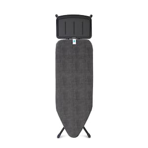 Ironing Board C 49 x 18 In with Solid Steam Unit Holder, Denim Black Cover and Black Frame