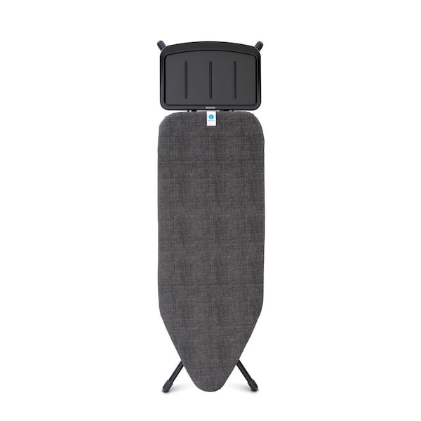 Brabantia Ironing Board C 49 x 18 In with Solid Steam Unit Holder, Denim Black Cover and Black Frame
