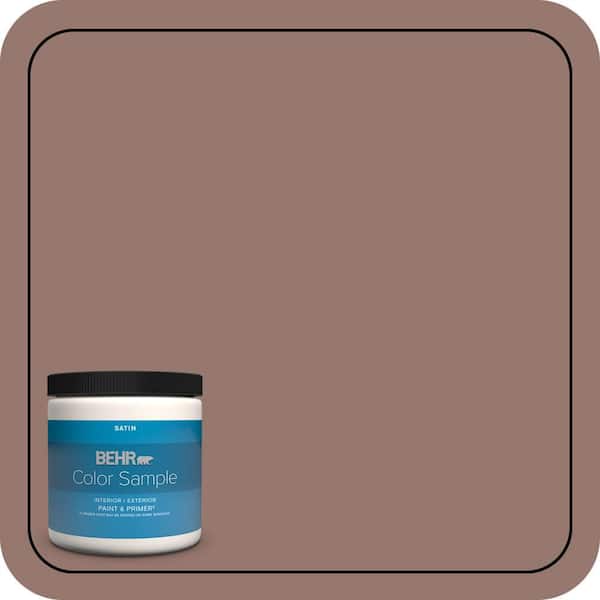 BEHR PREMIUM PLUS 8 oz. #N160-5 Chocolate Delight Satin Enamel Interior/Exterior Paint & Primer Color Sample