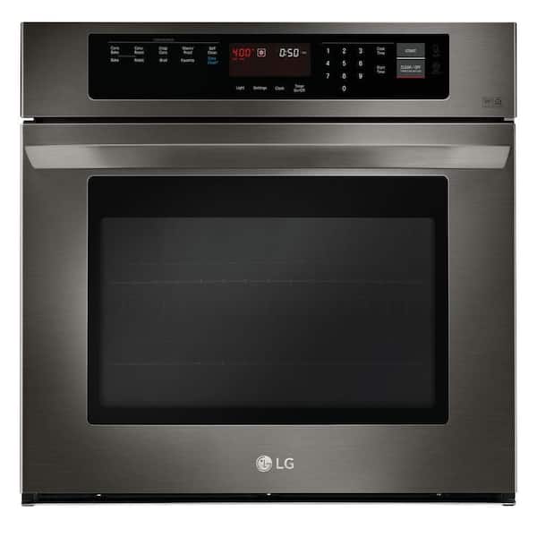 LG 30 in. Single Electric Wall Oven with Convection in Black Stainless Steel
