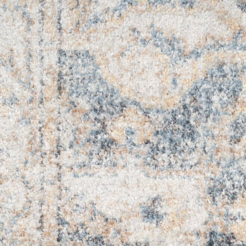 Grey and Blue Floral Medallion Washable Area Rug 5'3" x 7'