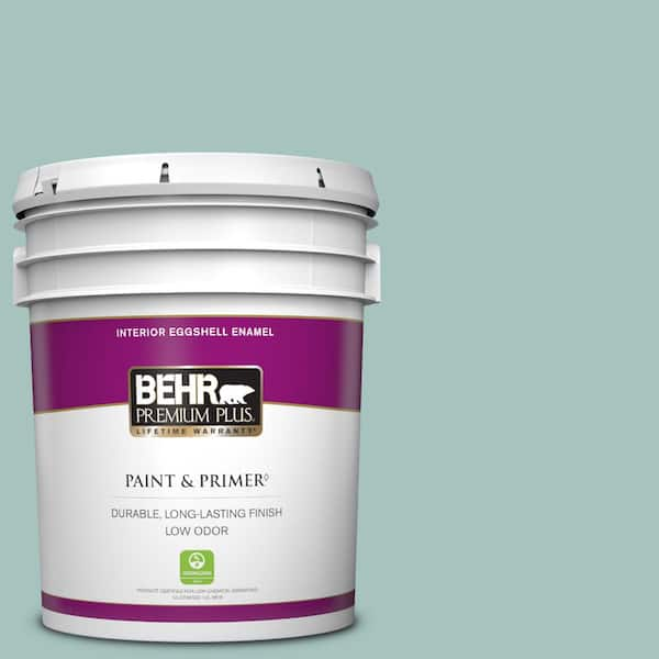 BEHR PREMIUM PLUS 5 gal. #T17-08 Polished Aqua Eggshell Enamel Low Odor Interior Paint & Primer