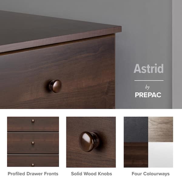 Astrid Espresso 6-Drawer Dresser 20 in. Chest of Drawers, Dresser for Bedroom,Dressers for Clothes Storage and Organizer