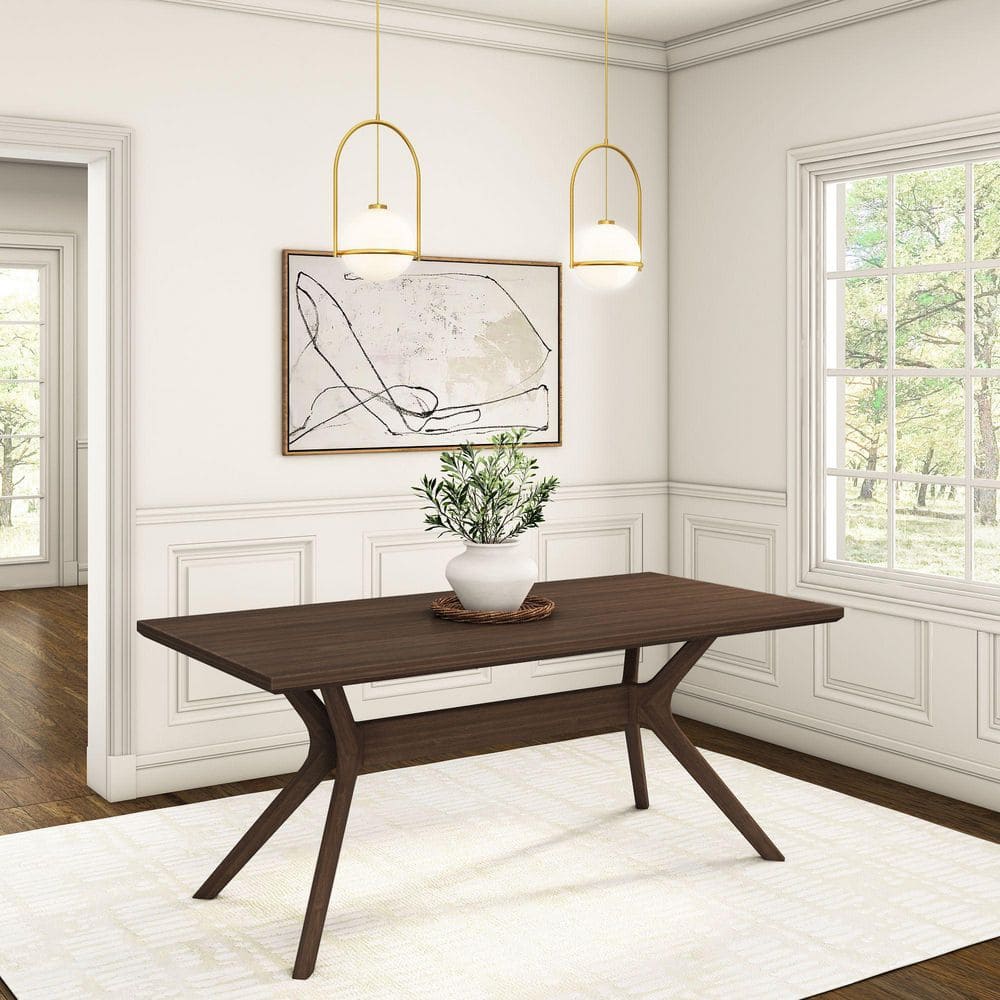 PLANK+BEAM Verso Scandinavian Walnut Wood 72 in. Cross Leg Dining