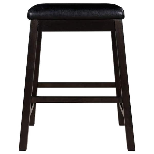 Utopia 4niture Finley 24 in. Brown Backless Wood Frame Cushioned Dining Stool with PU Leather Seat (Set of 4)
