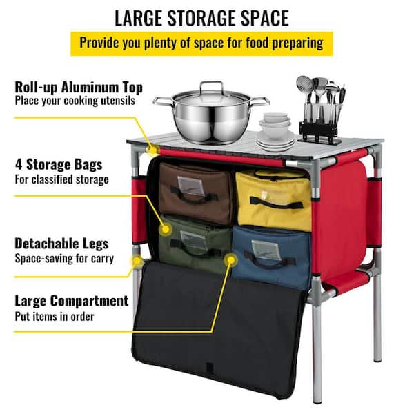 Giantex Folding Camping Storage Cabinet, Portable Camping Organizer w/Carry  Bag, Quick Set-up for BBQ, Camping Picnic Backyard, Compact Pop-Up Cupboard  