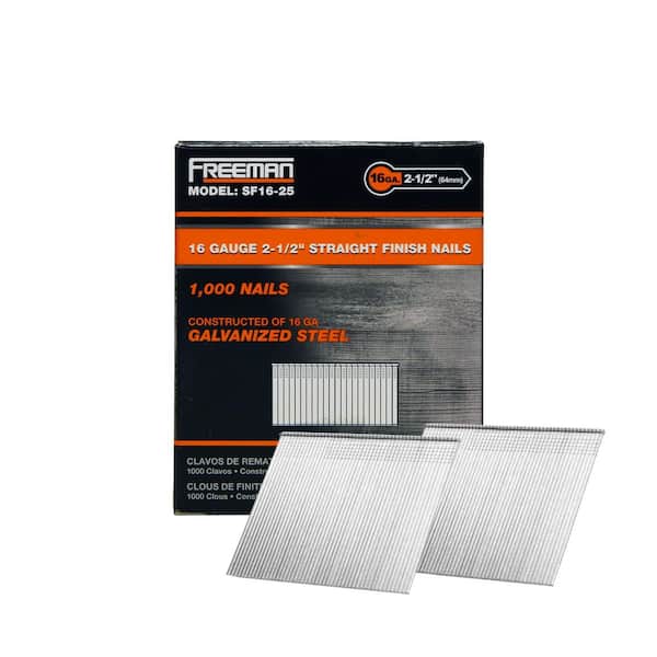Freeman 2.5 in. 16-Gauge Glue Collated Straight Finish Nails (1000-Count)