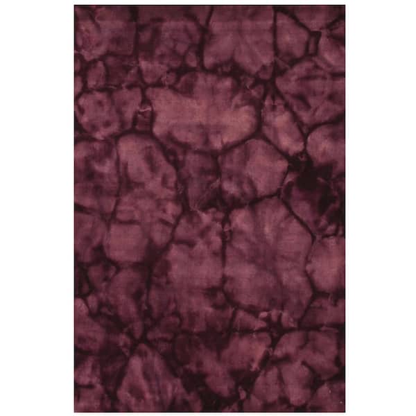 Area Rug Purple 2 ft. x 10 ft. Handmade Wool Dip Dyed Area Rug