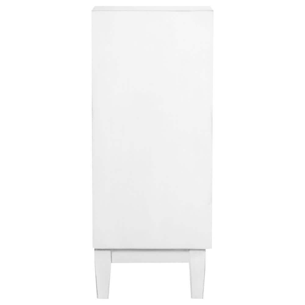 Transitional White 2-Door Accent Cabinet with Geometric Pattern
