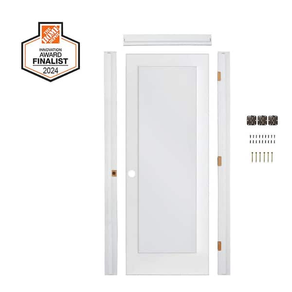 Krosswood Doors DIY RTA Kit 28 in. x 80 in. 1-Lite Right-Hand Satin Etched Solid Core MDF Primed Single Ready To Assemble Interior Door