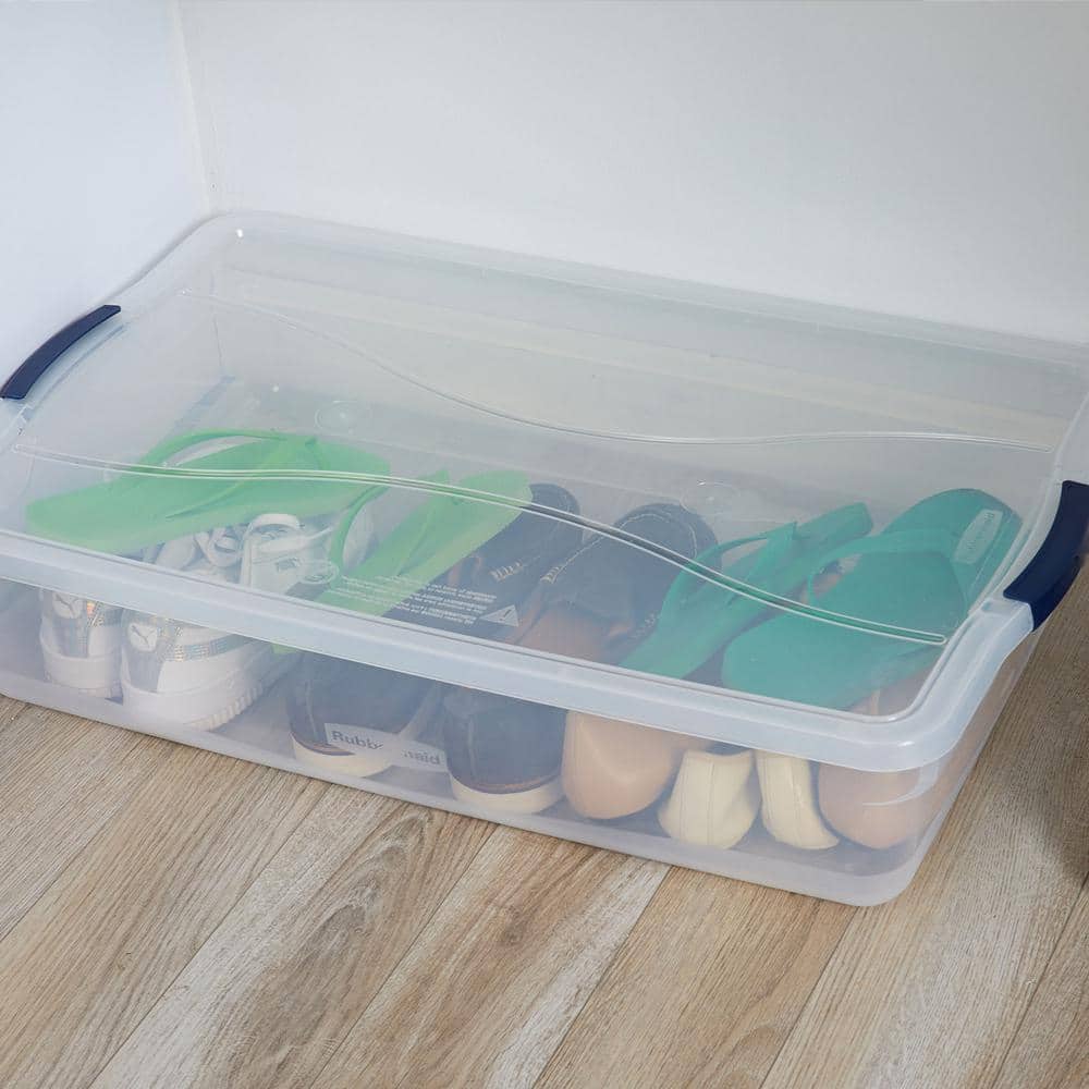 Clear Stackable Plastic Storage Bins with Latching Lids, 41 Qt, 4-Pack
