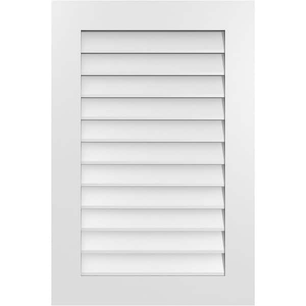 Ekena Millwork 24 in. x 36 in. Rectangular White PVC Paintable Gable Louver Vent Non-Functional