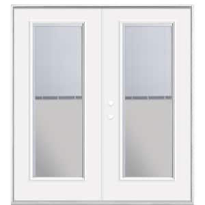 72 in. x 80 in. Primed White Steel Prehung Right-Hand Inswing Mini Blind Patio Door in Vinyl Frame without Brickmold