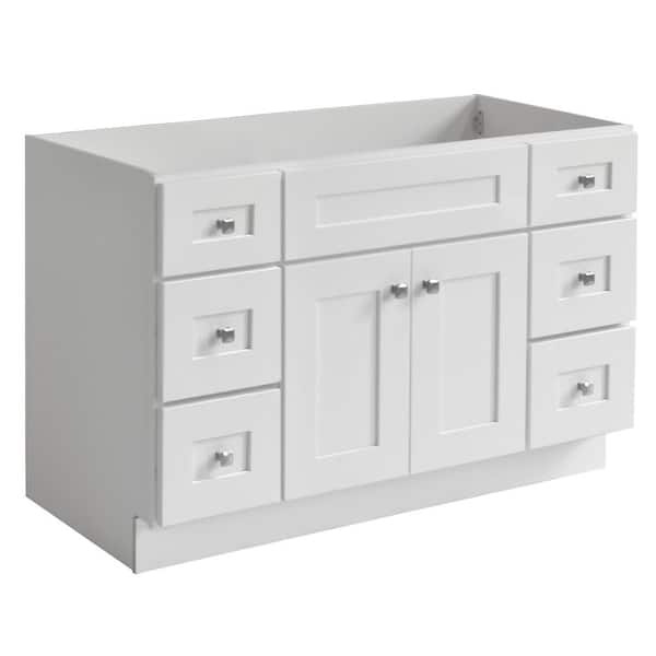 Design House Brookings RTA Plywood 48 in. W x 21 in. D x 31.5 in. H 2-Door 6-Drawer Shaker Bath Vanity Cabinet without Top in White