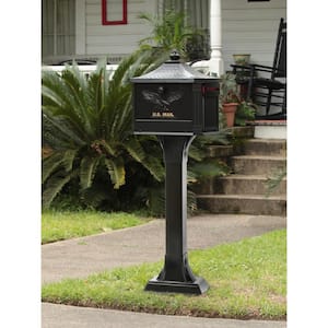 Hemingway Black, Large, Aluminum, Locking, All-in-One Mailbox and Post Combo