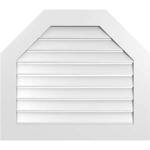 32 in. x 28 in. Octagonal Top Surface Mount PVC Gable Vent: Functional with Standard Frame