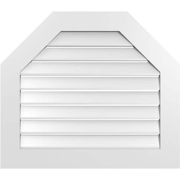 Ekena Millwork 32 in. x 28 in. Octagonal Top Surface Mount PVC Gable Vent: Functional with Standard Frame