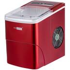 Electric 26 lbs./day Portable Ice Cube Maker in Red with Visible Window