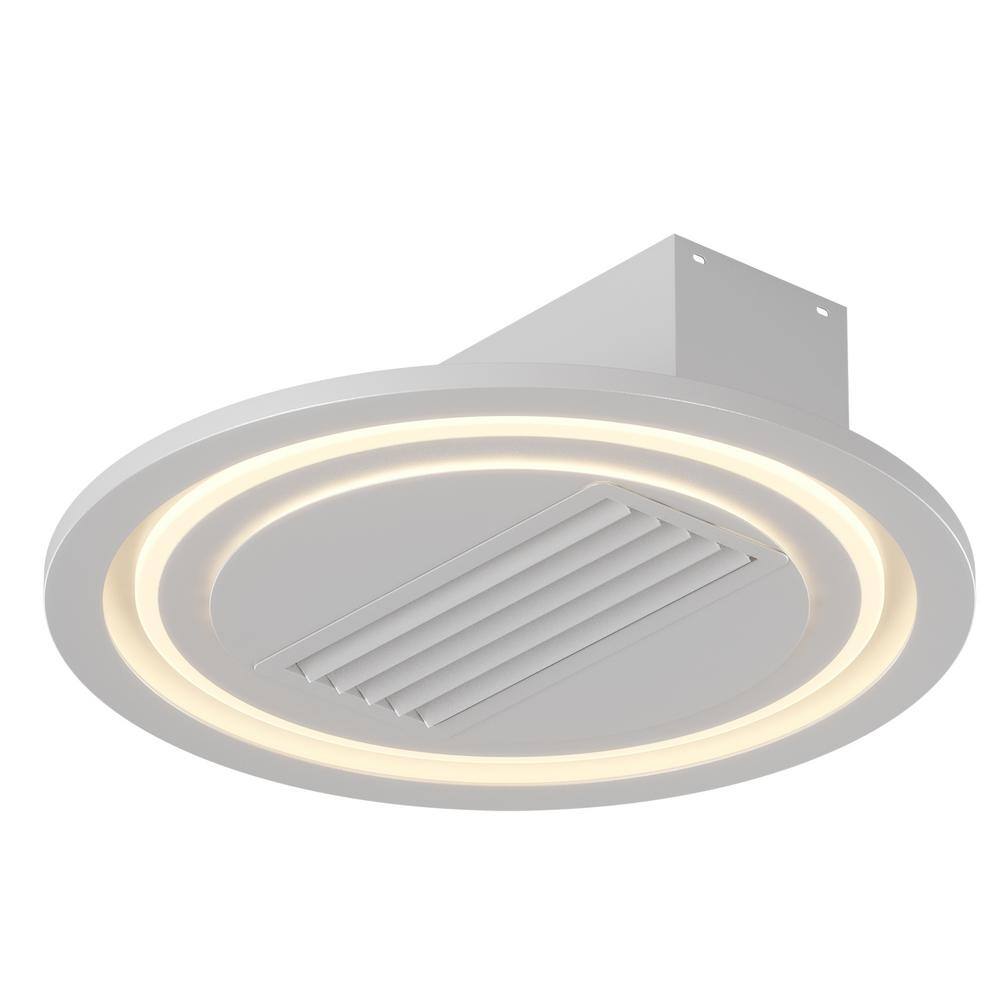 22 in. Indoor White Bladeless Fan Lamp With Lights Dimmable LED, Ceiling Fa