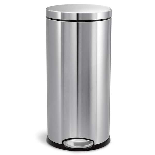 Silver 58L Stainless Steel Tall and Wide Step Trash Can with Lid