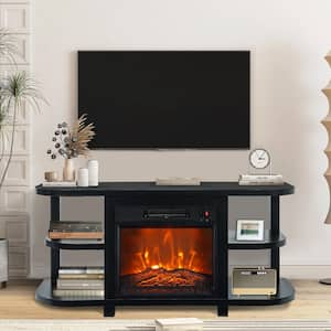 48 in. Black Corner TV Stand Entertainment Center with Fireplace Fits TV's up to 55 in.