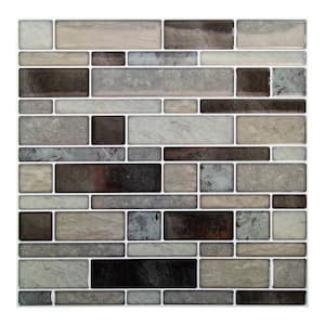6-Pieces 10 in. x 10 in. Taupe Truu Design Self-Adhesive Peel and Stick Accent Wall Tiles
