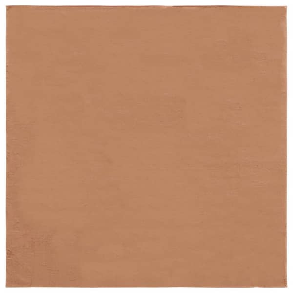 SAFAVIEH Faux Rabbit Fur Tan 6 ft. x 6 ft. Solid Flokati Square Area Rug