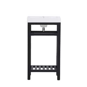 Timeless Home 18 in. W x 13.5 in. D x 34 in. H Single Bathroom Vanity in Black with White Resin Top and White Basin