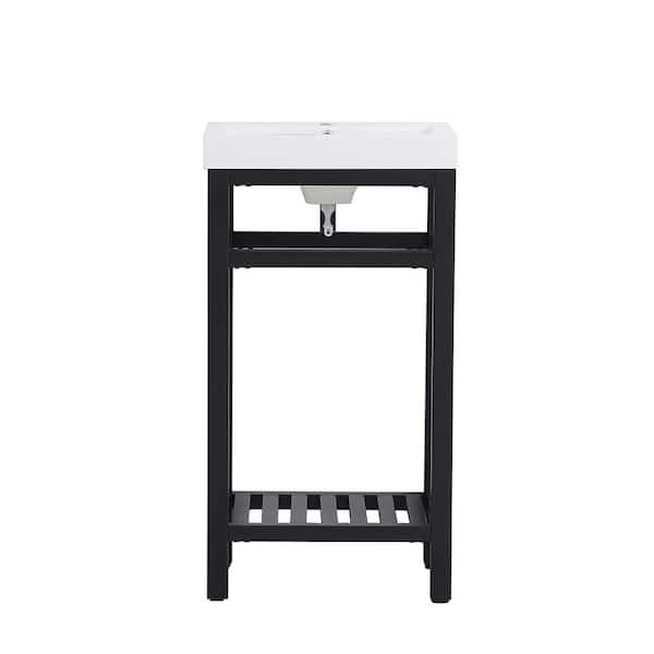 Unbranded Timeless Home 18 in. W x 13.5 in. D x 34 in. H Single Bathroom Vanity in Black with White Resin Top and White Basin