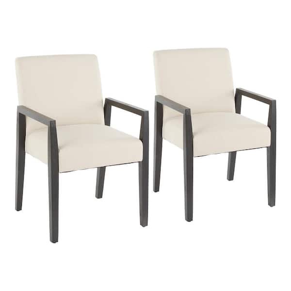 Lumisource Carmen Beige Fabric and Black Wood Arm Chair (Set of 2)