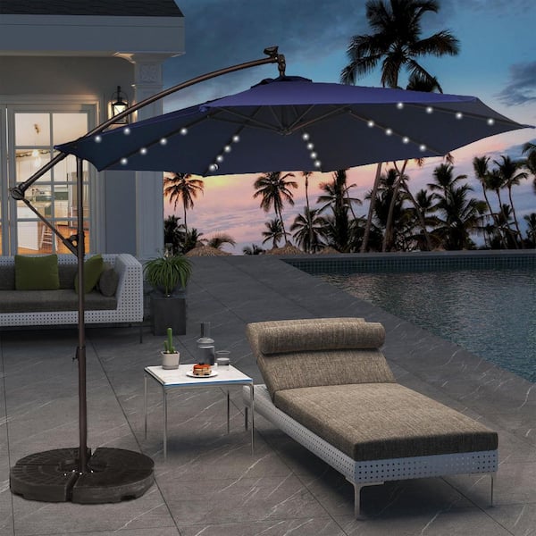 10 led patio offset umbrella PURPLE LEAF 10ft Cantilever with Lights, 360° Swivel and Tilt Experience the finest in outdoor and patio shading with this 10 ft 10 Feet Patio Cantilever Umbrella