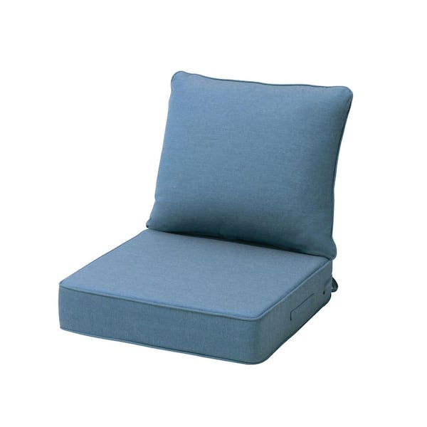 24 in. x 24 in. 1-Set Sunbrella Deep Seating Outdoor Lounge Chair Cushion in Spectrum Denim Blue for Bench Couch Swing