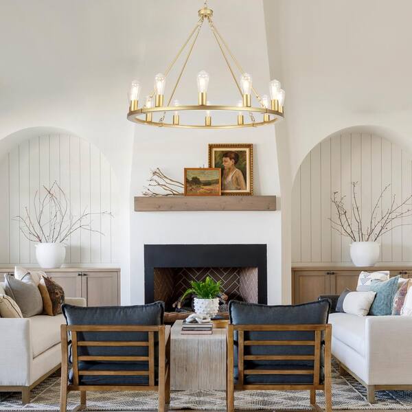 6-Light Gold Farmhouse Chandelier Rustic Industrial Iron Pendant Light Hanging Lighting Fixtures For Dining Room, Kitchen Island, Foyer, Living Room