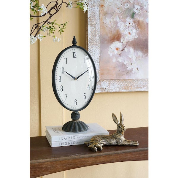 Vintage-Inspired Black oval Gear Decorative Table Clock with White