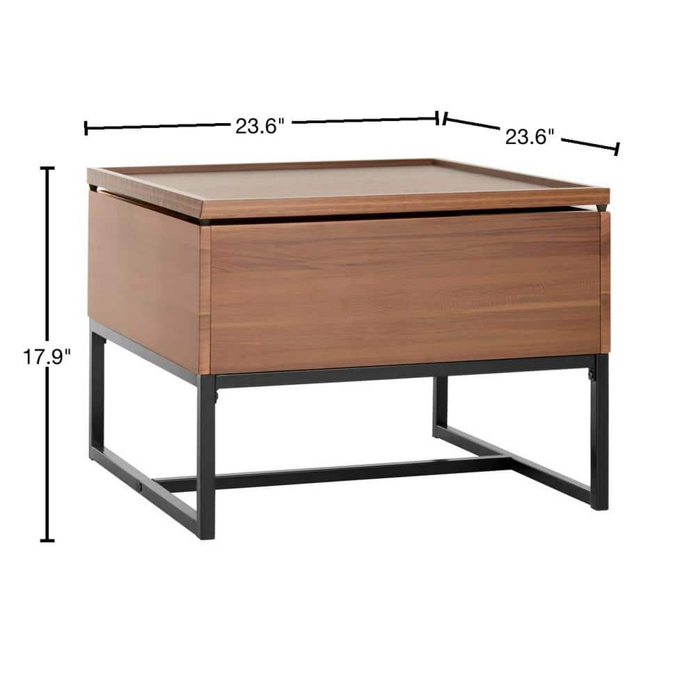 Kristie Dark Oak and Black Square Lift-Top Coffee Table
